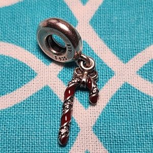 Pandora Sparkling Candy Cane Dangle Charm, Berry Red Enamel & Clear Cubic Zircon